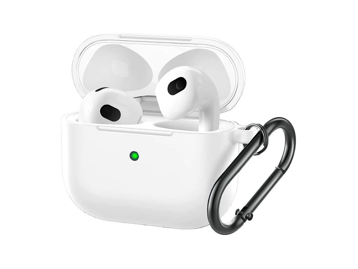 Capa Zruxe Para Airpods 3 Silicone Branco (proteção Total, Breloc Metálico, Carregamento Sem Fios)