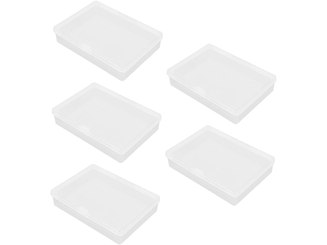 5 Armazenamento Recipiente Plástico Transparente Compacto