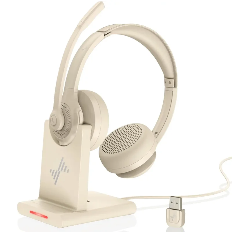 Fones De Ouvido Bluetooth Sem Fio (bege), Bluetooth 5.2, Adaptador Usb, Chamadas Nítidas
