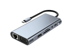Usb C Hub, Dhttechky 11 Em 1 Adaptador Com 4k Hdmi, Vga, Tipo C Pd, Usb3.0, Rj45 Ethernet, Leitor De Cartão Sd/tf, 3.5mm Aux, Estação Bestvite