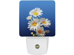 Luminária Noturna De Parede, Linda Luminária Em Formato De Margarida, Com Sensor Crepuscular, Luz Led Branca Quente