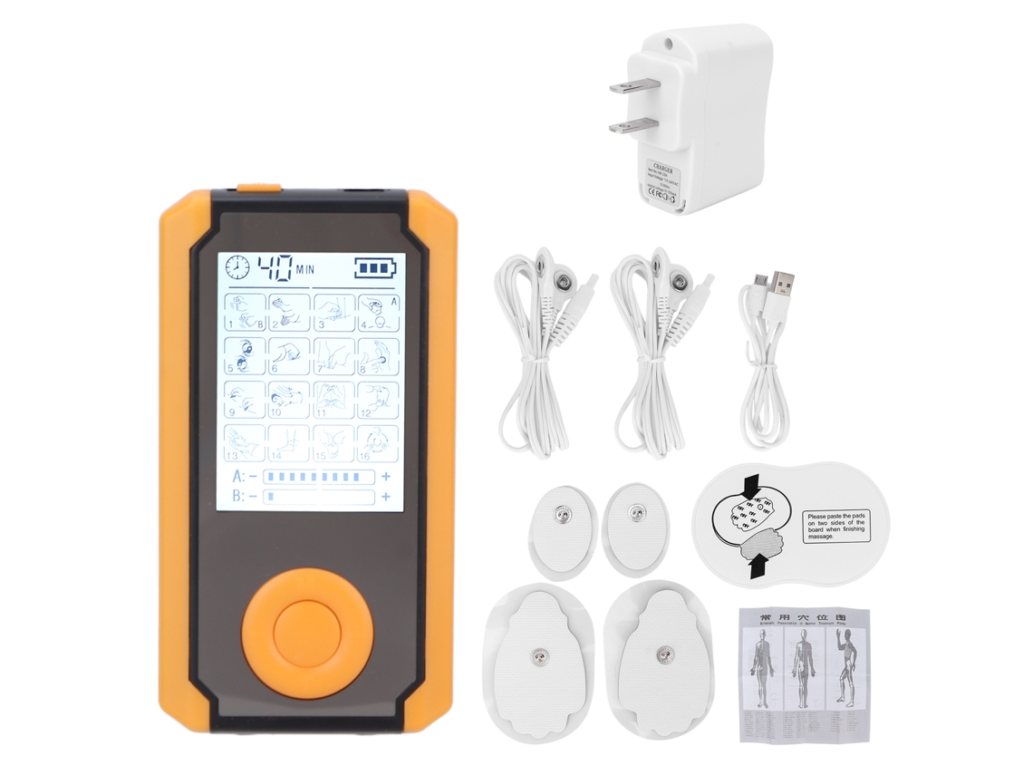 Massageador Tens Com 16 Modos, Canal Duplo, Dispositivo Digital Para Alívio Da Dor Muscular, 110-240v, Plugue Americano.