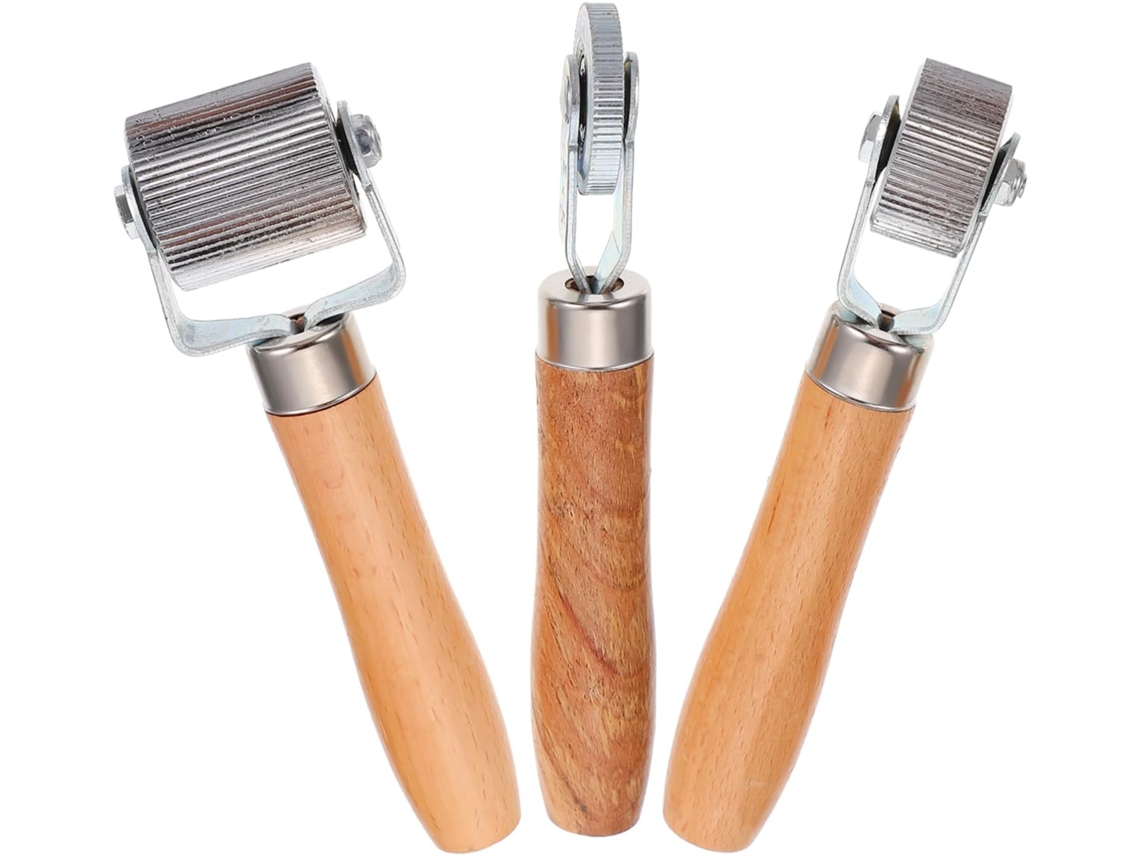 Kit De Reparo Pneus Carro Com 3 Ferramentas Madeira E Aço, Rolo