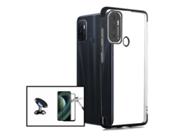 Kit Película de Vidro 5D Full Cover + Capa Slimarmor + Suporte Magnético Carro Oppo A53S Preto