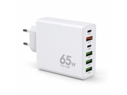 Carregador KLACK Multiporto 65w com 2 Usb c e 4 Usb a, Ficha Europeia, Carga Rápida