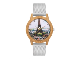 Relógio de pulso Zhoulianfa Quartz com pulseira de malha e numerais romanos (prateado)