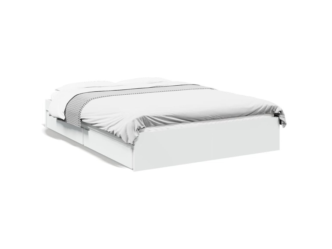 Bed Frame, Bed Frames Vidaxl Branco Madeira Processada (140 X 200 Cm)