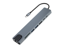 Hub De Extensão Tipo C 8 Em 1, Dock De Extensão Multifuncional Para Laptop Hd, Multi Interface Brilvibera