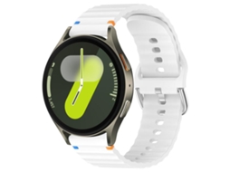 Bracelete para Samsung Galaxy Watch 7 Silicone com Grãos Ondeado Costurado (20mm) Branco XIAOMOYU (40/44mm)