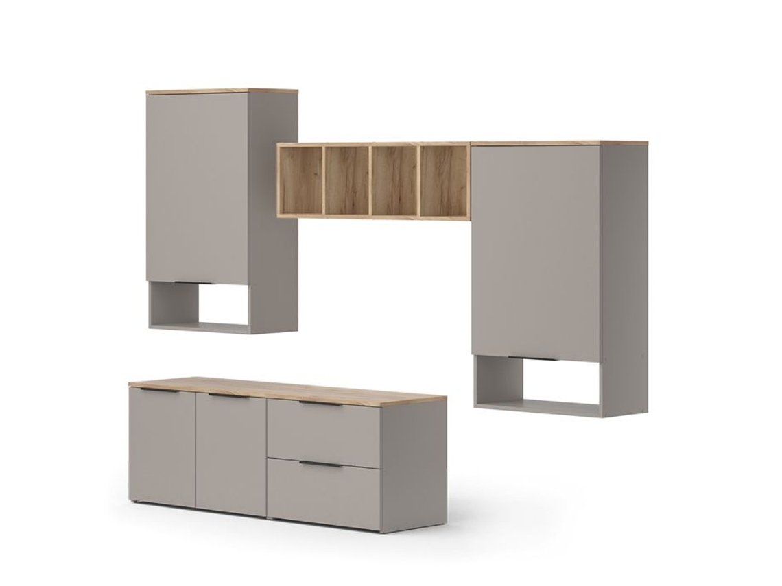Meuble Paroi Wido, 5 Partes, Grège, Sonoma, Vicco
