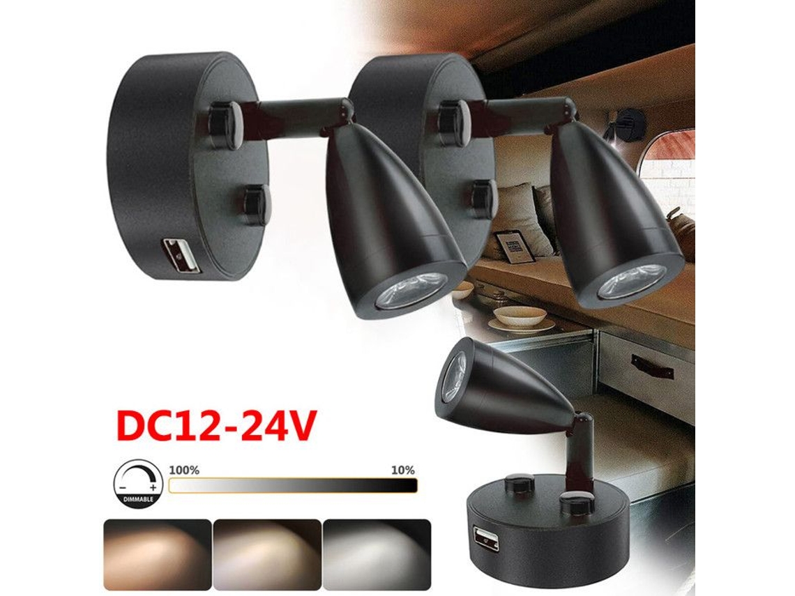 Conjunto de 2 luminárias de parede LED BRILVIBERA Lese, DC12-24V, para iluminação interna.
