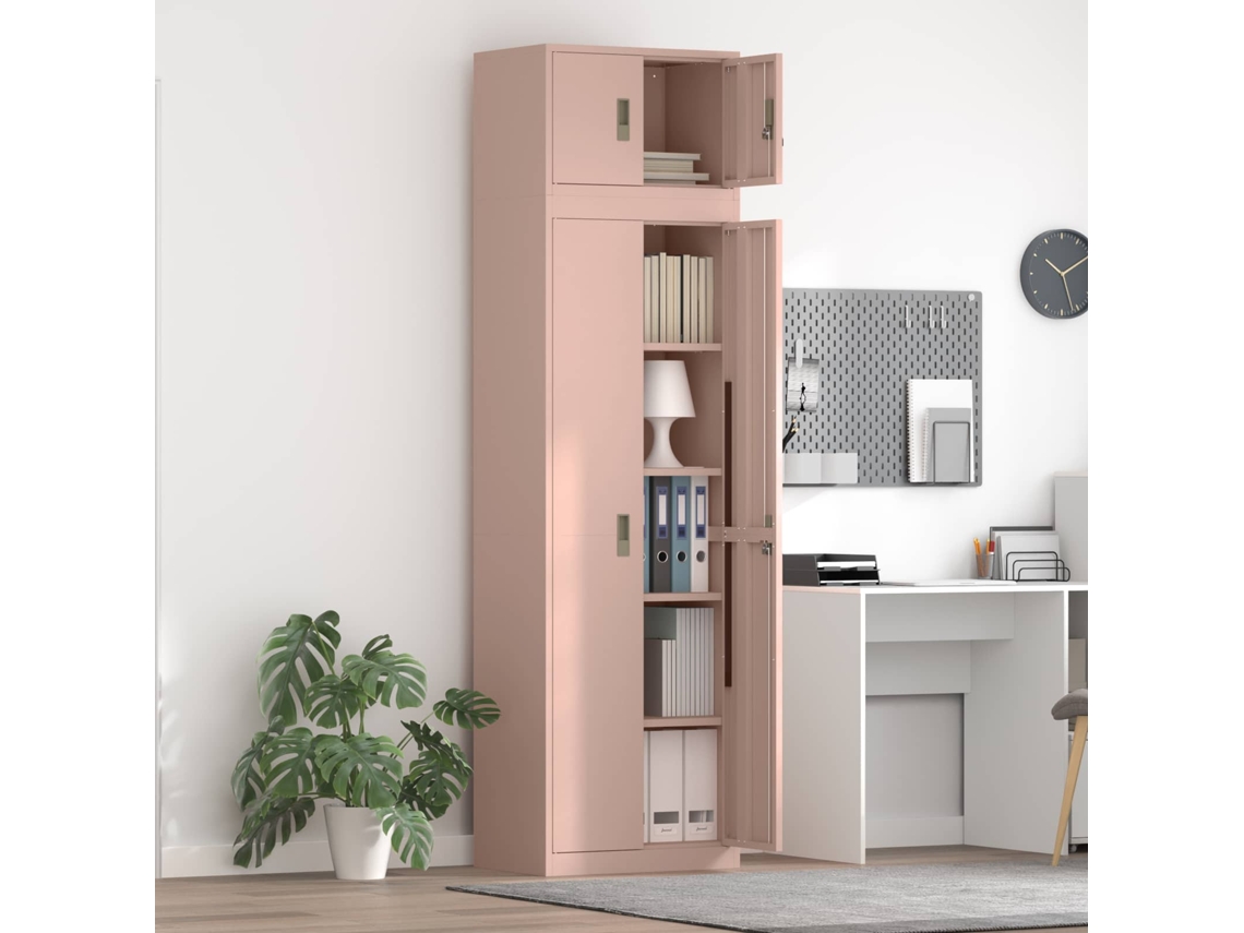 Vidaxl Armário De Arrumação 2 Unid. Rosa 60 X 40 X 220 Cm Aço