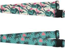 Conjunto De 2 Alças Bagagem Ajustáveis, Portáteis E Com Estampa Abstrata De Verão, Em Poliéster, Acessórios De