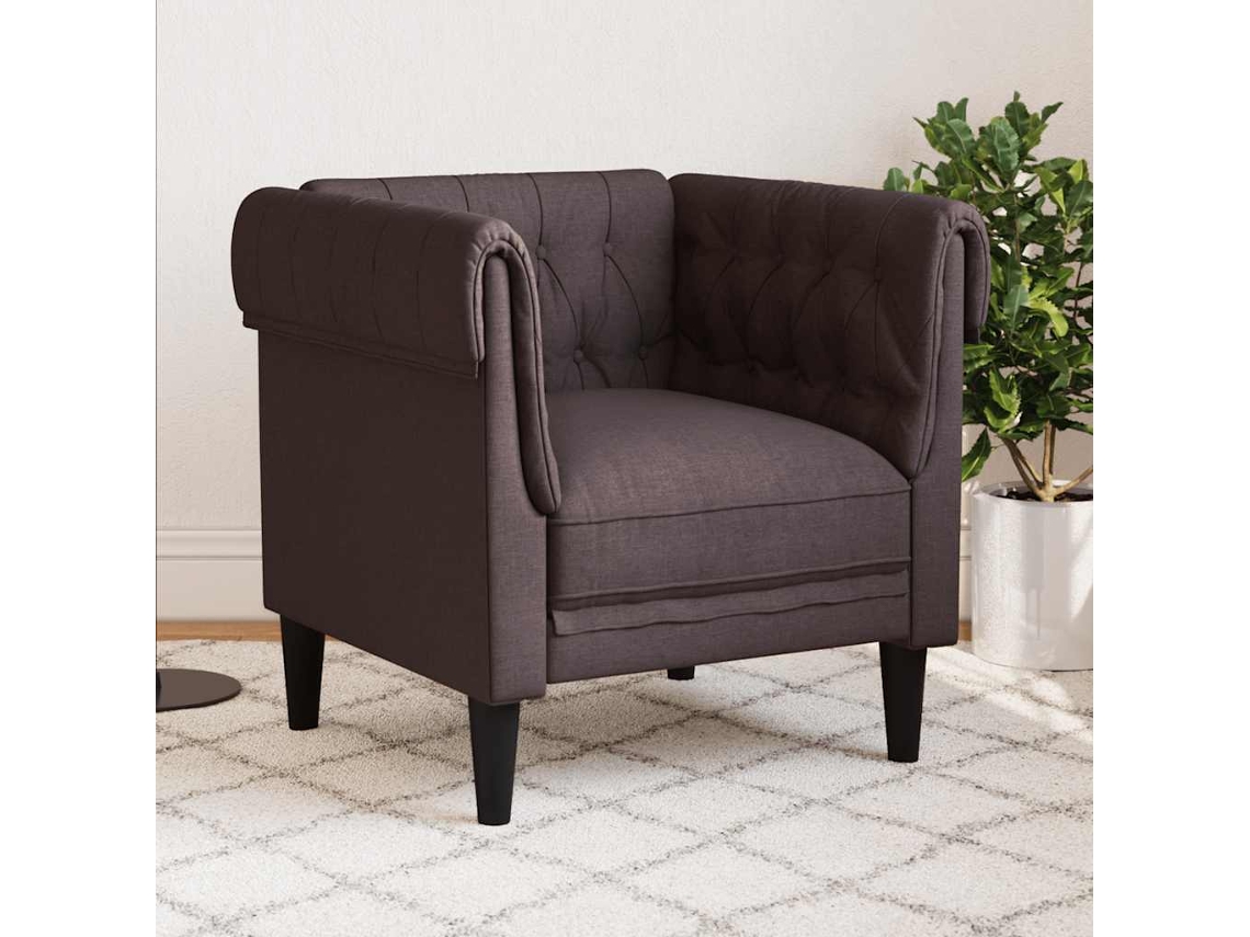 Vidaxl Sofá Chesterfield Tecido Castanho-escuro