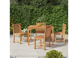 Vidaxl 5 Pcs Conjunto De Jantar P/ Jardim Madeira De Teca Maciça
