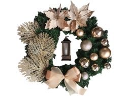 Guirlanda de Natal Flores Artificiais Champanhe 25Cm Guirlandas de Natal Lareira de Natal para Decoração de Natal Interna e Externa