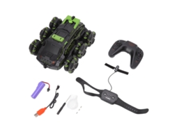 Primerox carro de Estunts Rc 6 Rodas Off Road com Controle Remoto e Gestual 360 Graus Verde