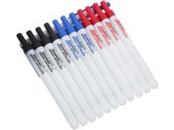 Conjunto de 12 Marcadores para Quadro Branco Healeved, Ponta Média, Vermelho, Azul e Preto, Recarregáveis, Uso
