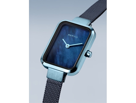 Relógio feminino azul aço inoxidável clássico 14520-398 BERING