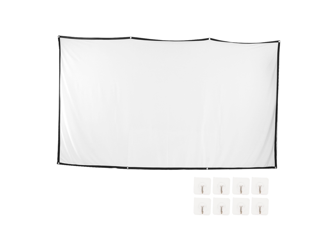 Tela de Projetor 16:9 150 Polegadas Dobrável Portátil Resistente a Rugas para Interior e Exterior Home Theater