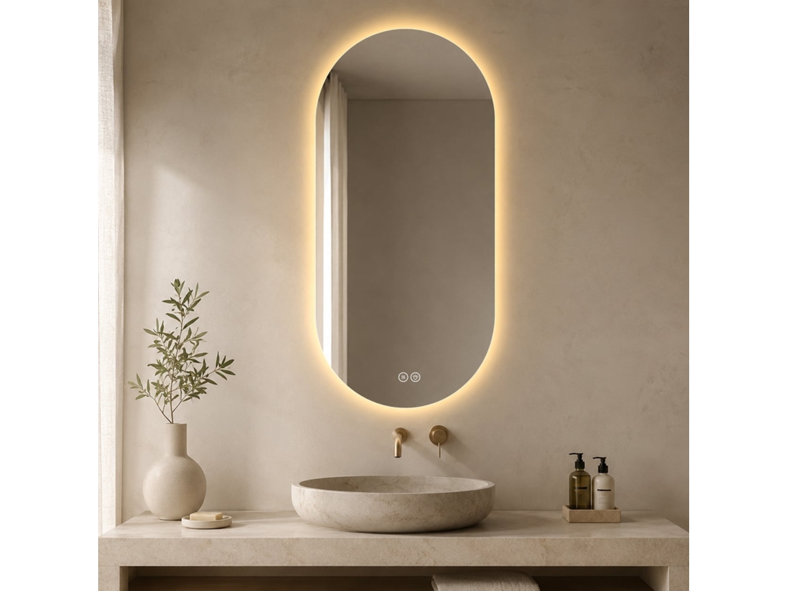 Espelho de Casa de Banho 60x120 Cm Led Tátil, Antiembaciamento, Montagem na Parede Prateado NOVELA