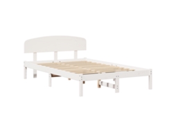 Conjunto 1 Estrutura De Cama Moderna Vidaxl Branco Madeira De Pinho Maciça (120 X 190 Cm)