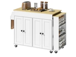 Ilha De Cozinha Melamina De Madeira E Mdf Cor Branco 189,2x50x87,8 cm Homcom