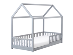Cama Infantil Com Forma De Casinha Beliani Cossaye De Pinho Cinzento 98x208x161
