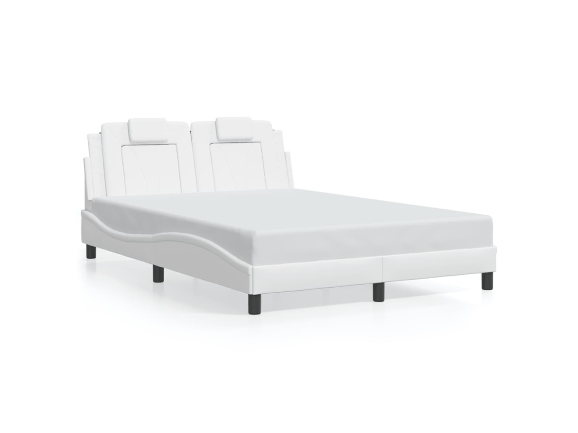 Bed Frame, Bed Frames Vidaxl Branco Couro Artificial (140 X 200 Cm)