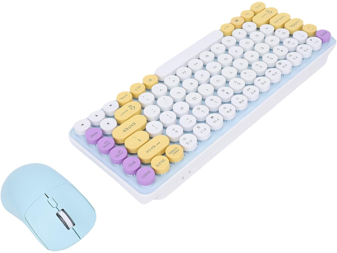 Conjunto De Teclado E Mouse Sem Fio Bluetooth Com 85 Teclas Redondas