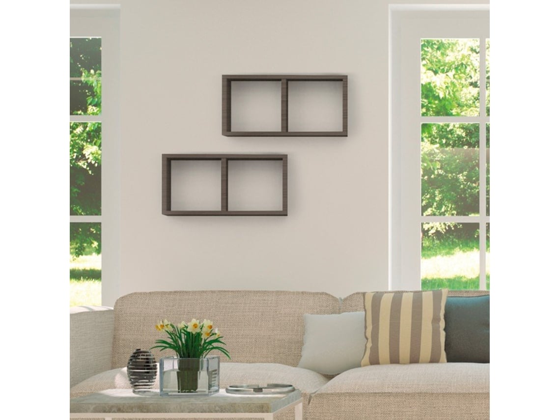 Prateleira de parede retangular 2 compartimentos cubos modernos Morgana Maxi