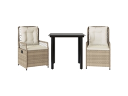 Jantar Set 3 Pcs for Garden with Almofadões Vime Pe Bege MAISON EXCLUSIVE (3 pcs)