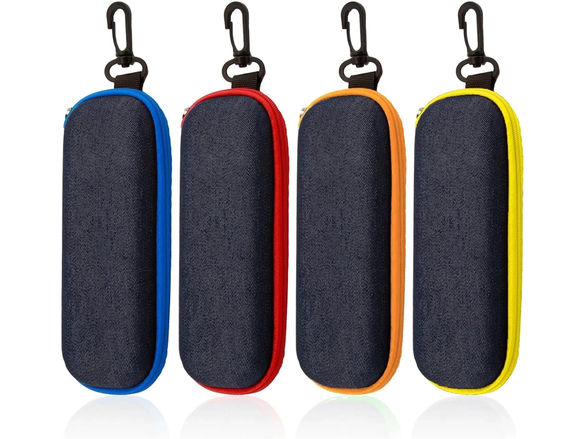 Estojo para Óculos Masculino com 4 Peças, Jeans com Zíper e 4 Panos de Limpeza, Portátil e de Viagem AQUAFORGE