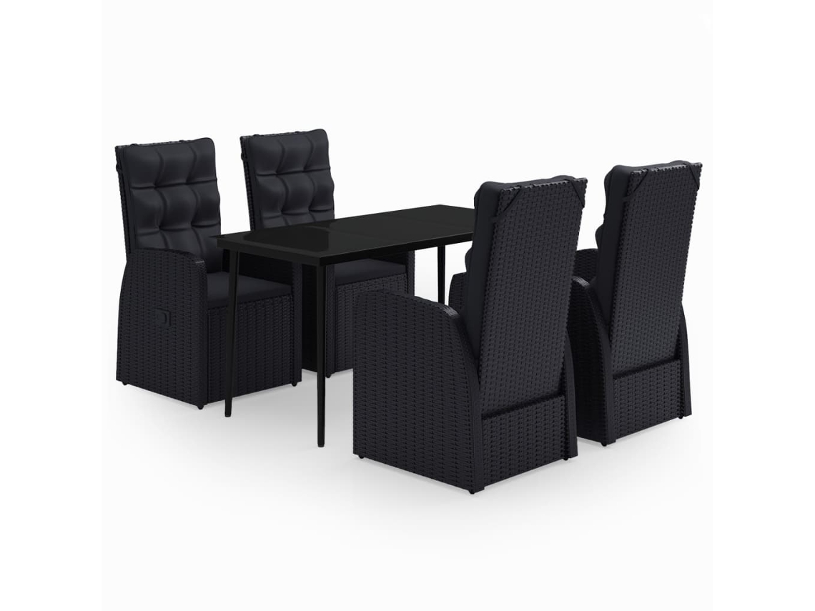 Garden Dining Set, Garden Dining Sets Vidaxl Preto Rattan / Vime (140 Cm Table Length)
