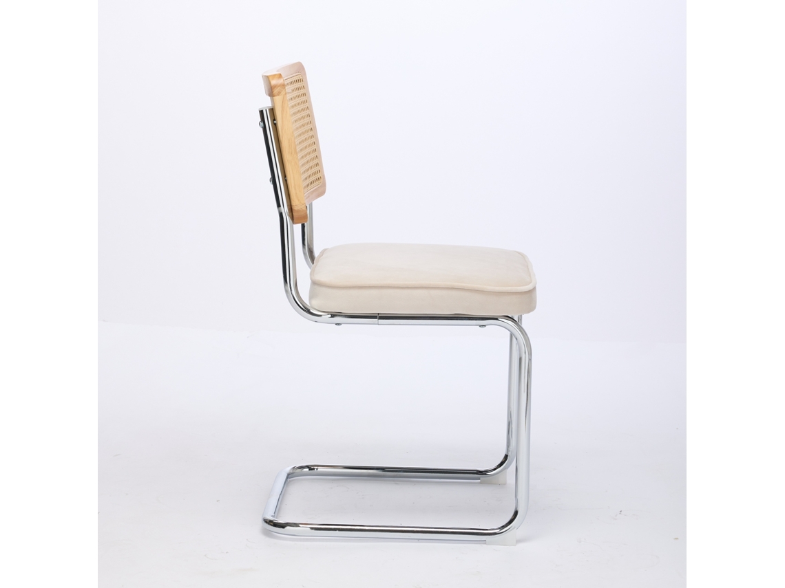 Conjunto de 2 Cadeiras de Jantar Modernas em Veludo e Vime,design Breuer,base em Aço Inoxidável,elegância para Sua Cozinha PAPRIKA