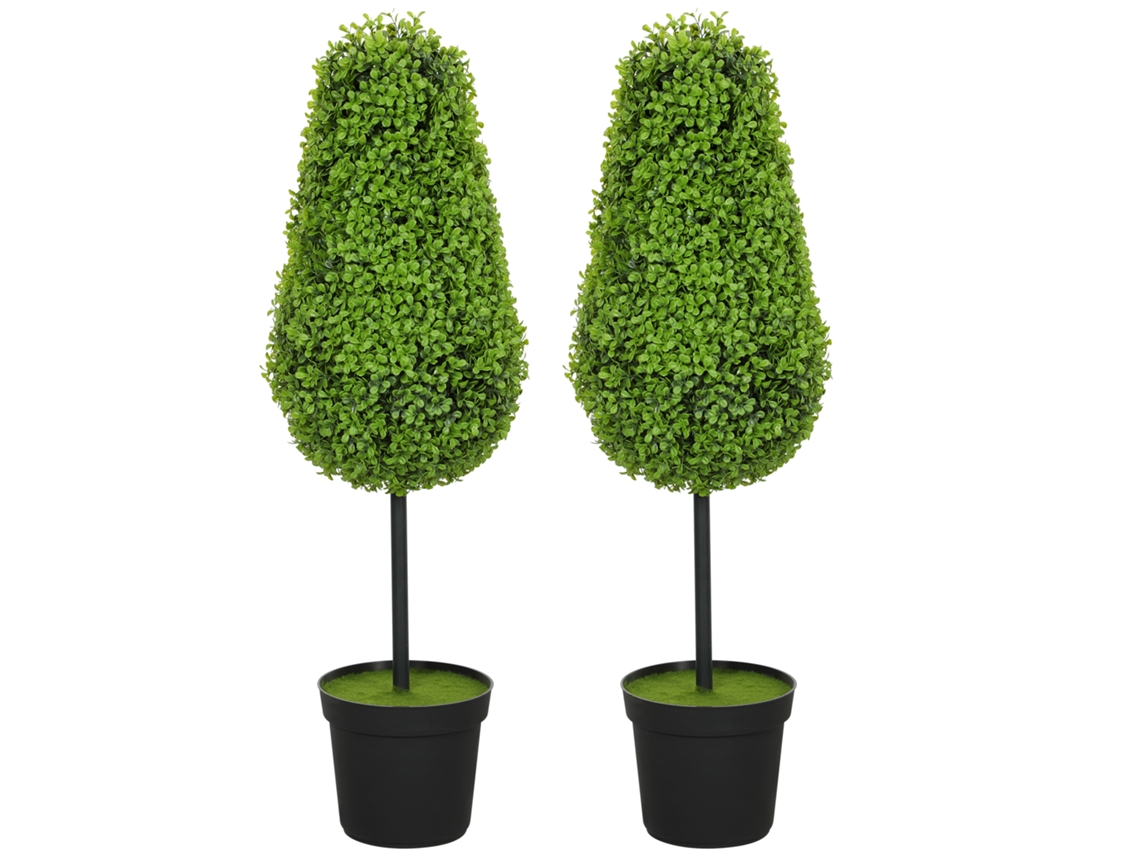 2 Peças de Buxo Artificial 90cm Planta Falsa em Forma de Lágrima,plantas Artificiais em Vaso Decoração Moderna BTFORUS