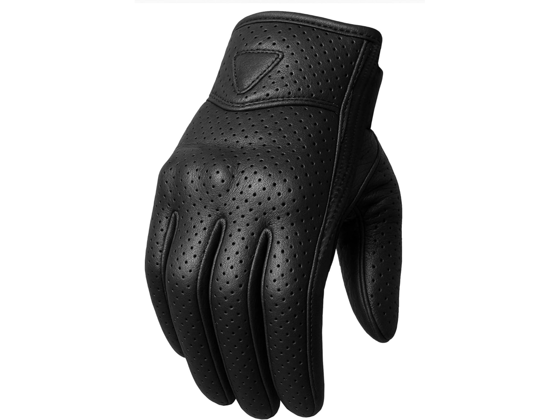 Luva De Couro Premium Para Motociclistas, Unissex, Com Tela Sensível Ao Toque, Estilo Cruiser E Street (preta)