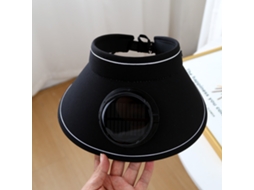 Chapéu de Sol Elétrico de Aba Larga com Ventilador para Homens, Proteção Uv. MDUG (preto)