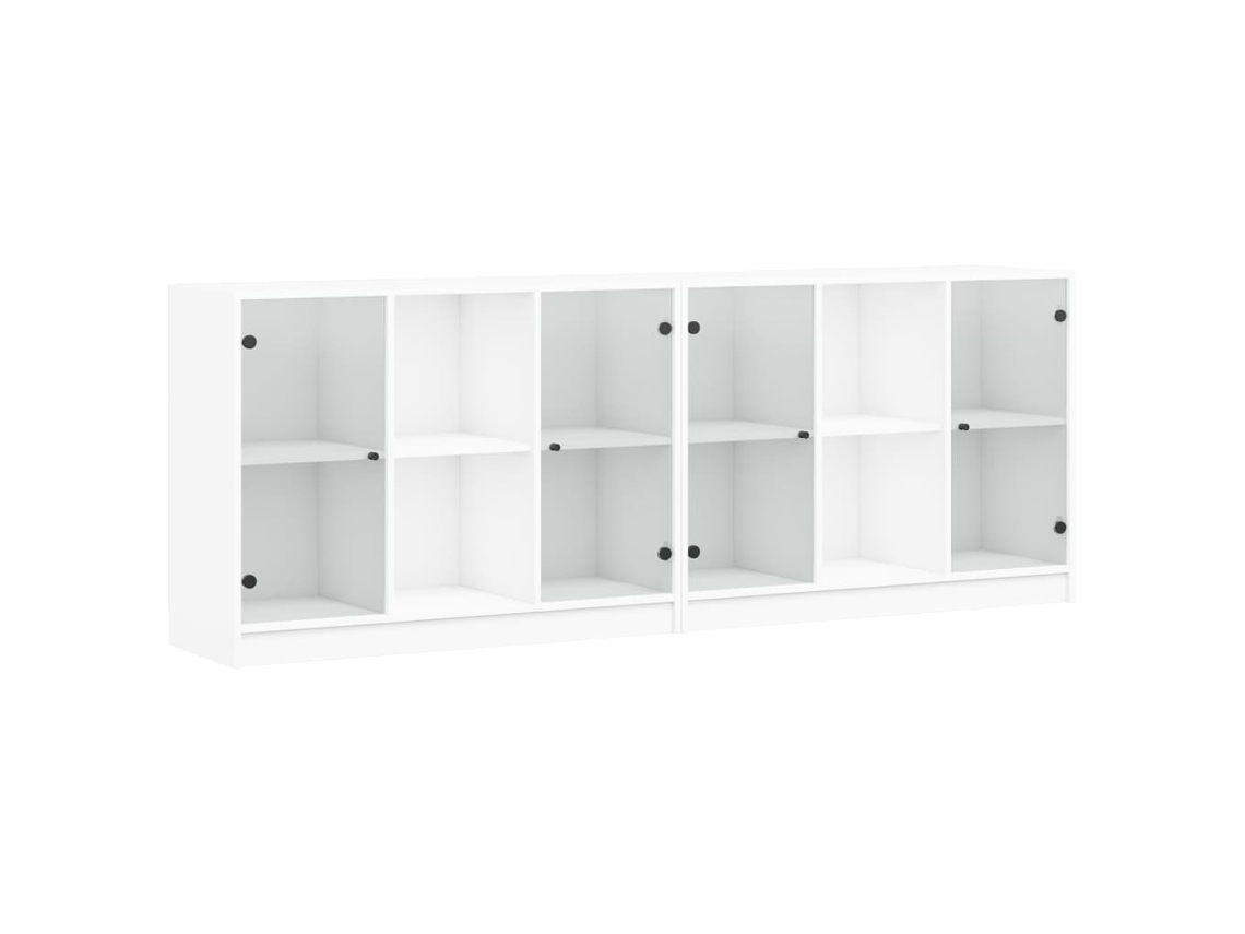Prateleira com portas MAISON EXCLUSIVE derivadas de Madeira Branco (204x37x75 cm)