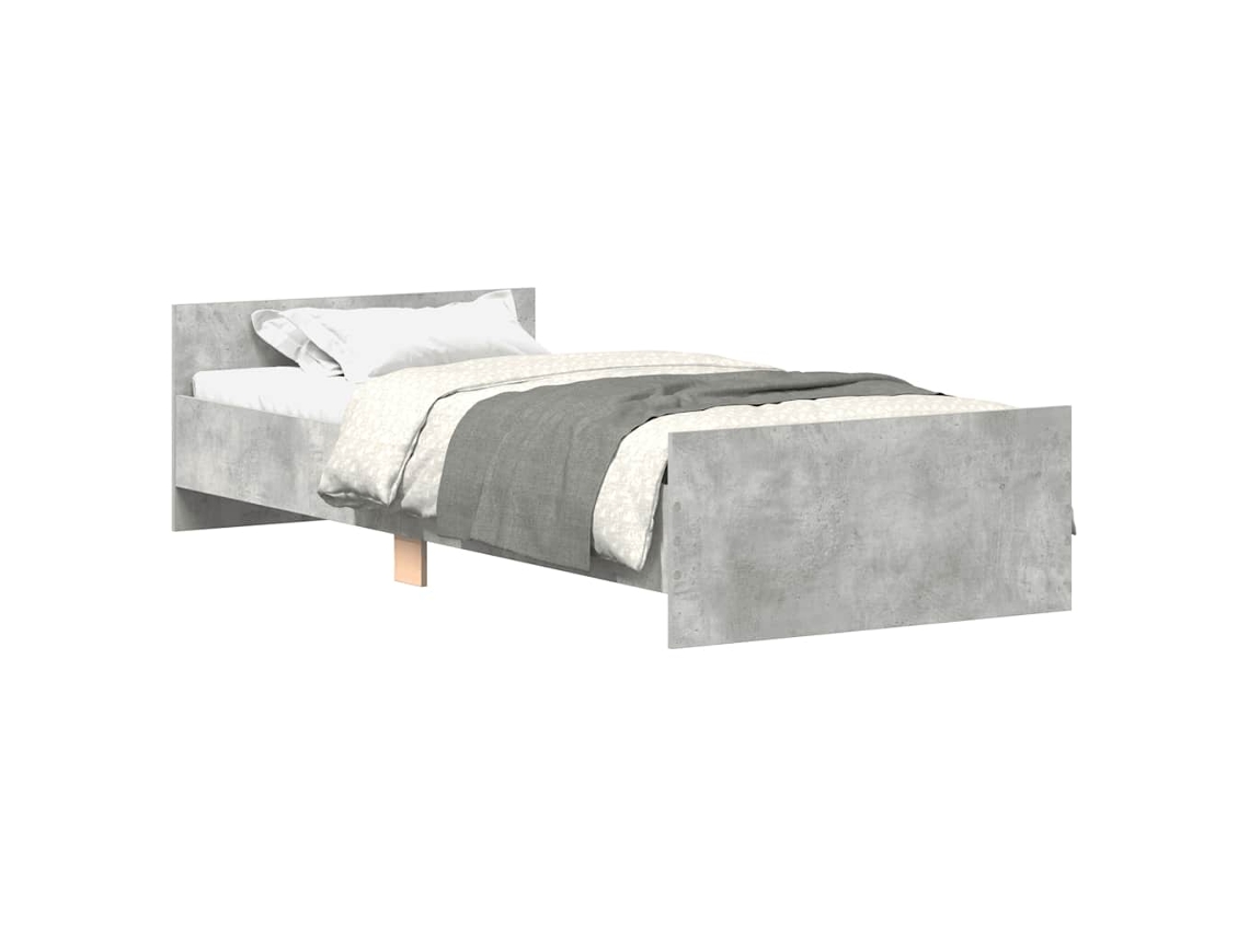 Bed Frame, Bed Frames Vidaxl Cinzeto Madeira Processada (90 X 200 Cm)