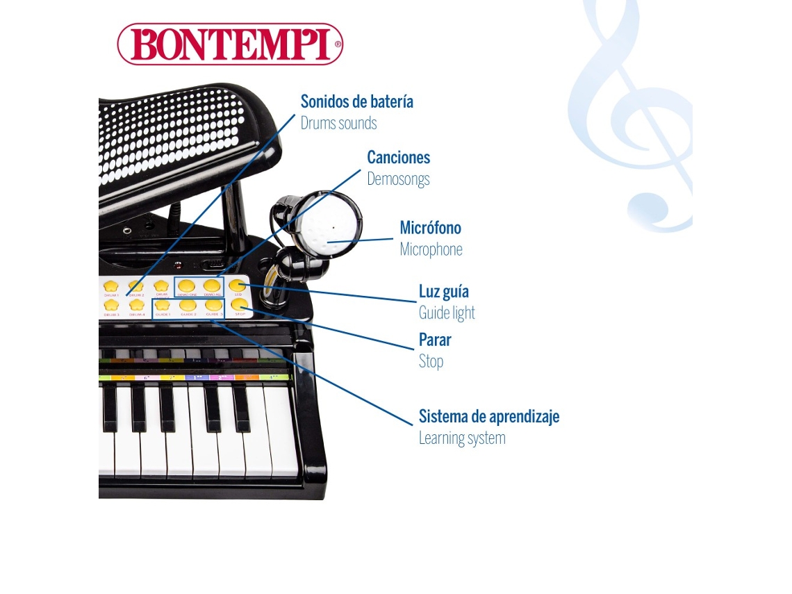 Piano Teclado Infantil com 31 Teclas, Banco, Microfone e Modo