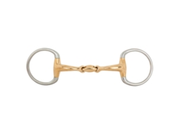Snaffle de Ponta de Ovo de Articulação Dupla Anatômico Soft Contact 14 Mm Argolas 65 Mm Brigadeiro Dourado 12.5 Cmbr