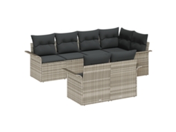 Conjunto 7 Conjunto De Sofá De Jardim Vidaxl Cinzento-claro Vime Pe (55 X 55 X 37 Cm)