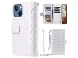 Capa Pega Para Iphone 14 Plus Pele Sintética Com Porta-cartões Branco