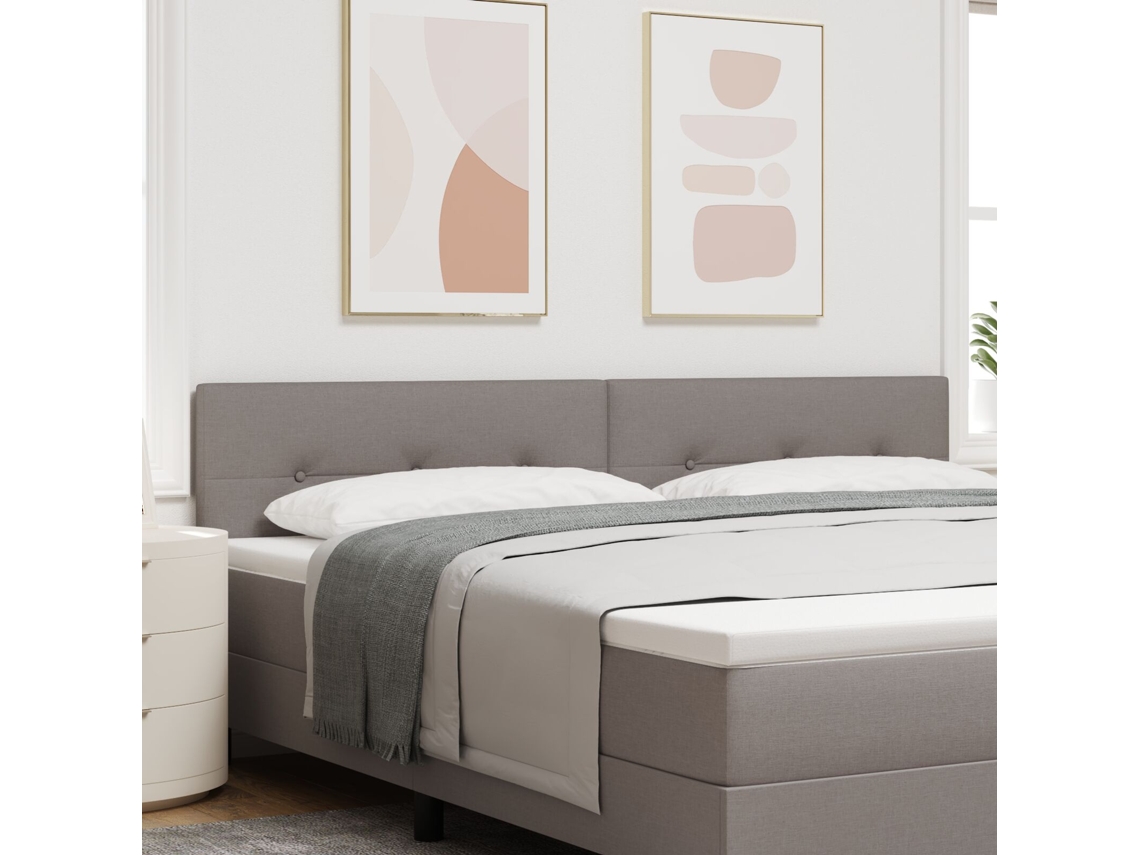 Cabeceira Estofada Com Botões Taupe 200 Cm Tecido Lovely Home