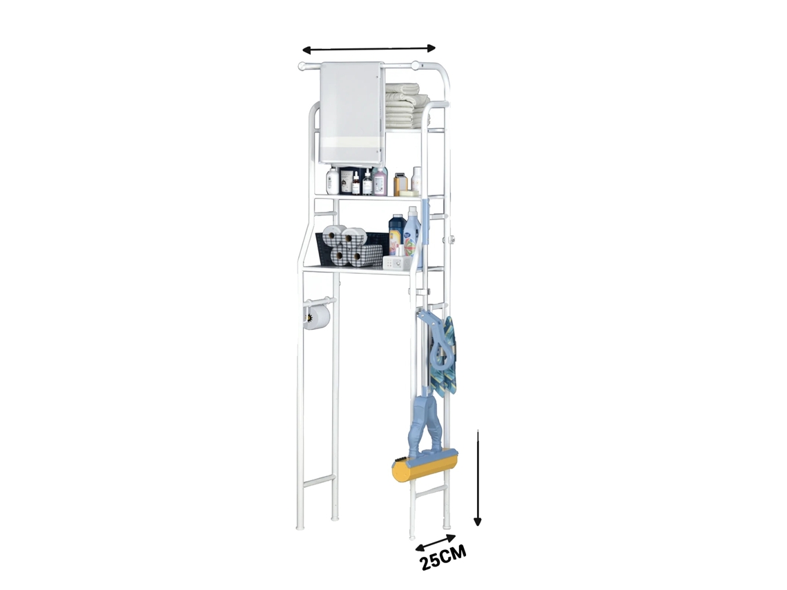 Prateleira De Armazenamento Para Banheiro, Design De 3 Andares, Prateleira Removível, Branco
