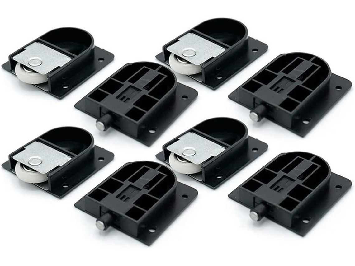 Conjunto De 4 Pares Rodízios Silenciosos Portas Correr Móveis E Armários, Com Design De Rolamento Suave Em Plástico