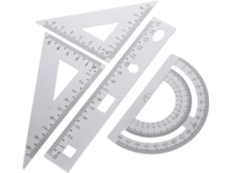Conjunto de réguas geométricas em metal, 4 réguas em liga de alumínio laminado, portáteis e duráveis para uso ocasional.