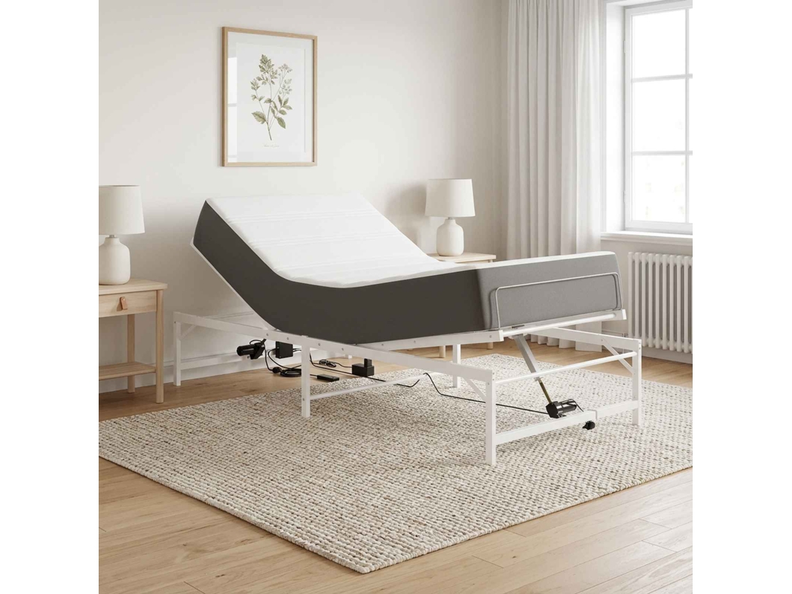 Vidaxl Estrutura De Cama Elétrica Ajustável Branco 90 X 190 Cm Aço