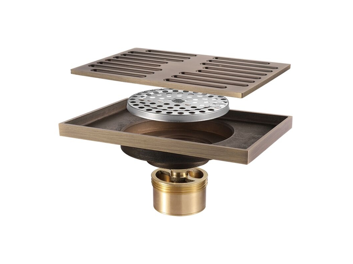 Ralo de Piso Antigo em Cobre com Grande Vazão, Ralo Desodorizante para Banheiro Familiar, Lavabo, Cozinha, Varanda, Etc. AQUAFORGE